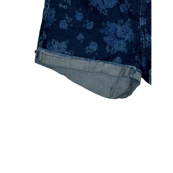Maurices Womens Shorts Floral Stretch Denim Cotton Blend Cuff Raw Hem Blue 5/6 - Picture 3 of 8